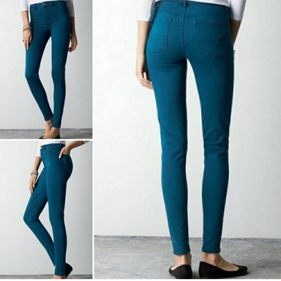 American Eagle Outfitters Denim - American Eagle Teal Sky Hi High Rise Jegging Skinny Jeans